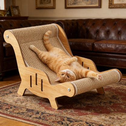 XL 2-In-1 Sisal Fiber Cat Scratcher with Hammock and Lounge Chair - Durable, Breathable Cat Bed for Claw Maintenance and Relaxation, Suitable for All Seasons