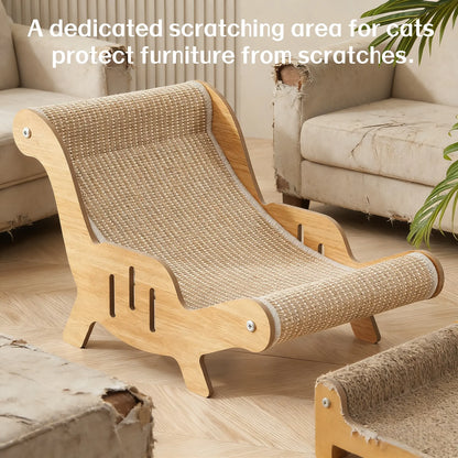 XL 2-In-1 Sisal Fiber Cat Scratcher with Hammock and Lounge Chair - Durable, Breathable Cat Bed for Claw Maintenance and Relaxation, Suitable for All Seasons