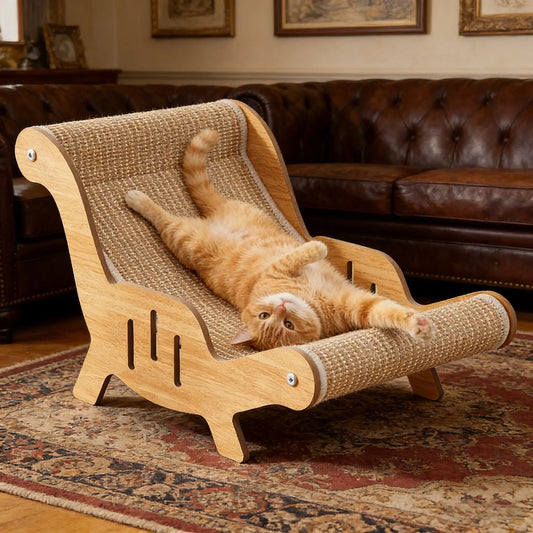 XL 2-In-1 Sisal Fiber Cat Scratcher with Hammock and Lounge Chair - Durable, Breathable Cat Bed for Claw Maintenance and Relaxation, Suitable for All Seasons