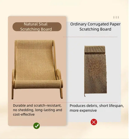 XL 2-In-1 Sisal Fiber Cat Scratcher with Hammock and Lounge Chair - Durable, Breathable Cat Bed for Claw Maintenance and Relaxation, Suitable for All Seasons