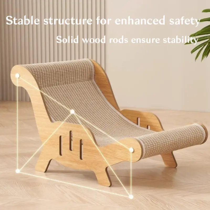 XL 2-In-1 Sisal Fiber Cat Scratcher with Hammock and Lounge Chair - Durable, Breathable Cat Bed for Claw Maintenance and Relaxation, Suitable for All Seasons